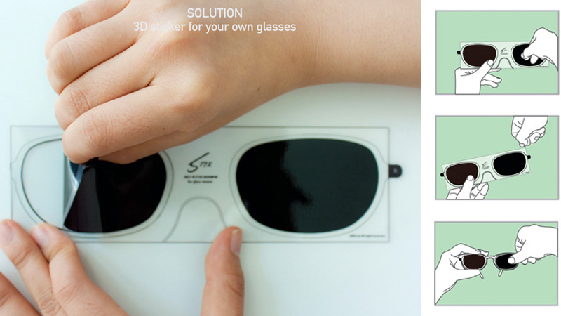 Illustration for article titled Peelable Polarized Lenses Turn Any Specs Into 3D Glasses